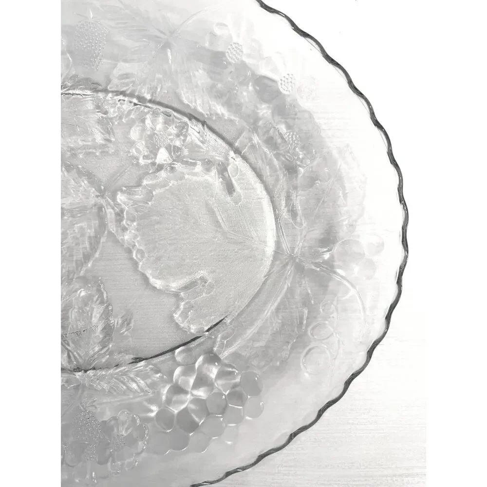 Anchor Hocking Heavy Glass Oval Embossed Grapes Leaves Berries Platter 17.75